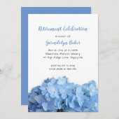 Invitation Blue Hydrangea Célébration Retraite Anniversaire (Devant / Derrière)
