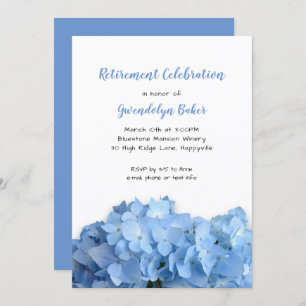 Invitation Blue Hydrangea Célébration Retraite Anniversaire