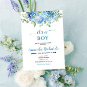 Invitation Blue Hydrangea C'est un Baby shower garçon