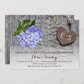 Invitation Blue hydrangea coeur fleuri couples douche mariage (Devant / Derrière)