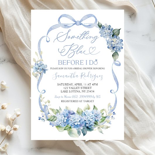 Invitation Blue Hydrangea Coquette Something Blue Bridal