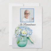 Invitation Blue Hydrangea dans Jar Anniversaire de la Mort (Devant)