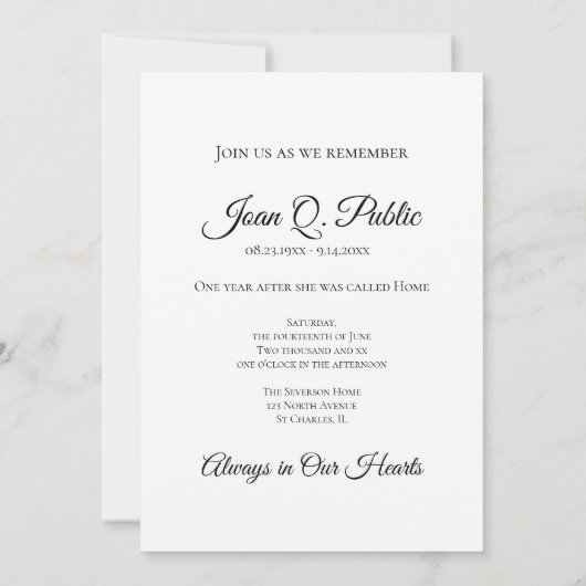 Invitation Blue Hydrangea dans Jar Anniversaire de la Mort (Dos)