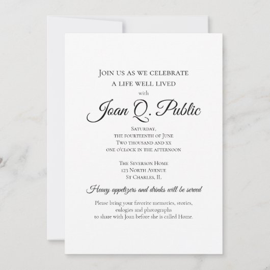 Invitation Blue Hydrangea dans Jar Living Funeral Party (Dos)