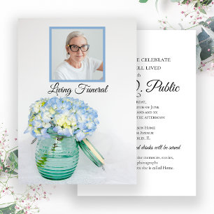 Invitation Blue Hydrangea dans Jar Living Funeral Party
