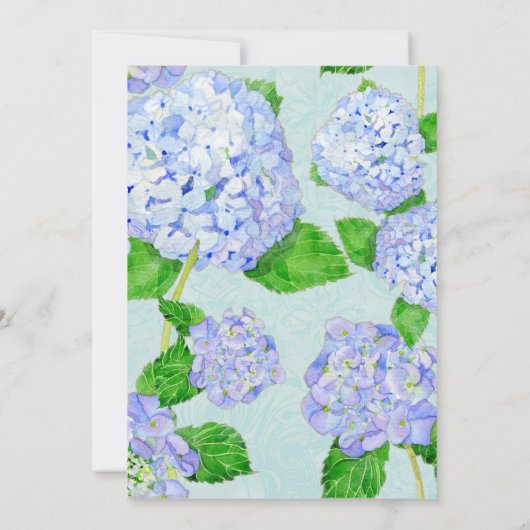 Invitation Blue Hydrangea dentelle Floral Formal Élégant Mari (Dos)