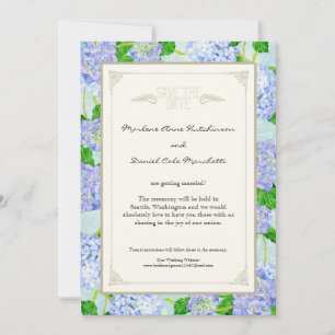 Invitation Blue Hydrangea dentelle Floral Formal Élégant Mari