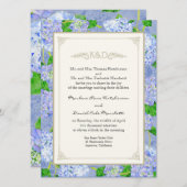 Invitation Blue Hydrangea dentelle Floral Formal Élégant Mari (Devant / Derrière)