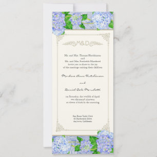 Invitation Blue Hydrangea dentelle Floral Formal Élégant Mari