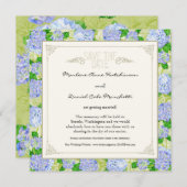 Invitation Blue Hydrangea dentelle Floral Formal Élégant Mari (Devant / Derrière)