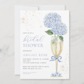 Invitation Blue Hydrangea Fête des mariées Gold Champagne (Devant)