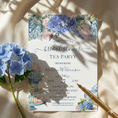 Invitation Blue Hydrangea Fête des mariées Tea Party