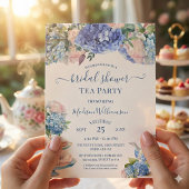 Invitation Blue Hydrangea Fête des mariées Tea Party