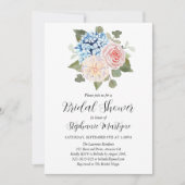 Invitation Blue Hydrangea Fête des mariées végétale rose (Devant)