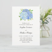 Invitation Blue Hydrangea Feuille Floral Aquarelle Mariage (Debout devant)
