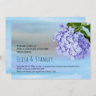 Invitation Blue hydrangea fleuri mariage couples douche