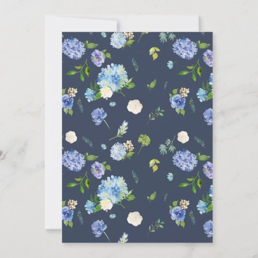 Invitation Blue Hydrangea Fleurs Wreath Couples Douche (Dos)