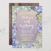 Invitation Blue Hydrangea Floral Aquarelle fête d'anniversair (Devant / Derrière)