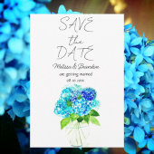 Invitation Blue Hydrangea Floral Aquarelle Mariage rustique