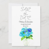 Invitation Blue Hydrangea Floral Aquarelle Mariage rustique (Devant)