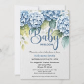 Invitation Blue Hydrangea Floral "Baby In Bloom" Shower (Devant)