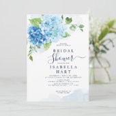 Invitation Blue Hydrangea Floral Boho Fête des mariées botani (Debout devant)