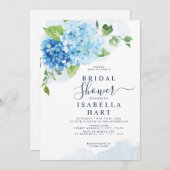 Invitation Blue Hydrangea Floral Boho Fête des mariées botani (Devant / Derrière)