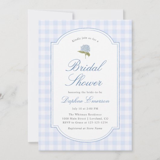 Invitation Blue Hydrangea Floral Bridal Shower (Devant)