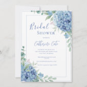 Invitation Blue Hydrangea Floral Bridal Shower (Devant)