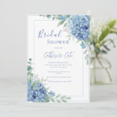 Invitation Blue Hydrangea Floral Bridal Shower (Debout devant)