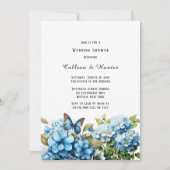 Invitation Blue Hydrangea Floral Butal Wedding shower (Devant)