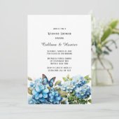 Invitation Blue Hydrangea Floral Butal Wedding shower (Debout devant)