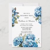 Invitation Blue Hydrangea Floral Butterfly Party (Devant)