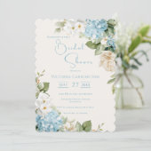 Invitation Blue Hydrangea Floral Élégante Fête des mariées (Debout devant)