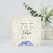 Invitation Blue Hydrangea Floral Graphic Sepia Carré (Debout devant)