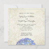 Invitation Blue Hydrangea Floral Graphic Sepia Carré (Devant)