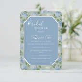Invitation Blue Hydrangea Floral Green Bridal Shower (Debout devant)
