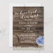 Invitation Blue Hydrangea Floral Jar Dîner de répétition rust (Devant)