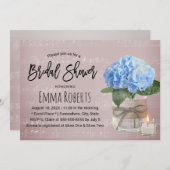 Invitation Blue Hydrangea Floral Jar Fête des mariées de musi (Devant / Derrière)