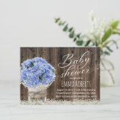Invitation Blue Hydrangea Floral Jar Grange Baby shower en bo (Debout devant)
