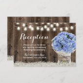 Invitation Blue Hydrangea Floral Jar Réception de mariage rus (Devant / Derrière)