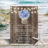 Invitation Blue Hydrangea Floral Jar Rustique Barne Mariage e