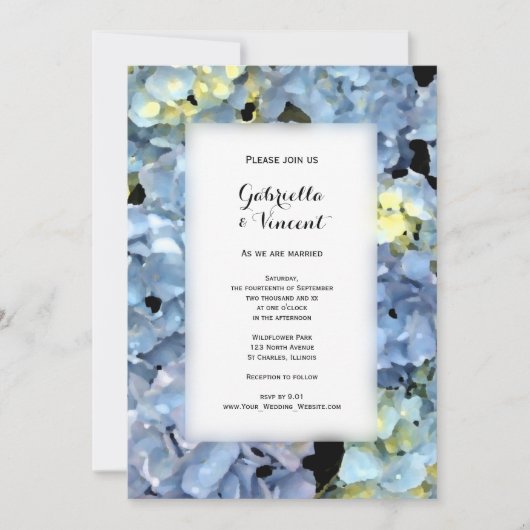 Invitation Blue Hydrangea Floral Mariage (Devant)