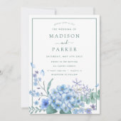 Invitation Blue Hydrangea Floral Mariage (Devant)