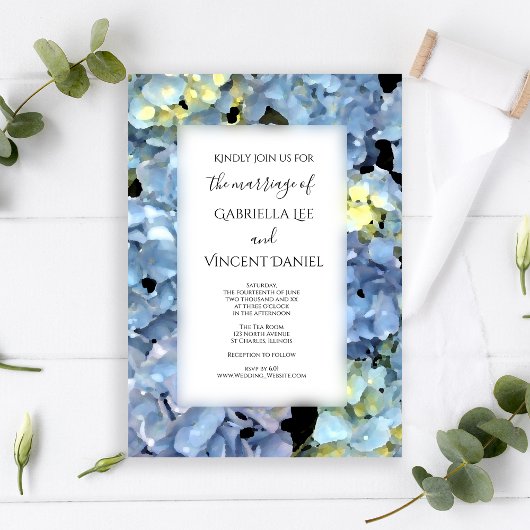 Invitation Blue Hydrangea Floral Mariage