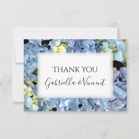 Invitation Blue Hydrangea Floral Mariage Flat Merci Notes (Devant)