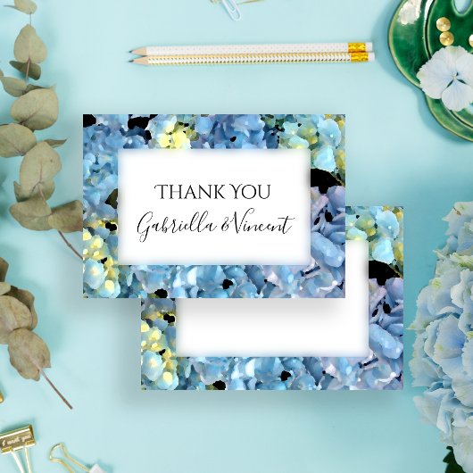 Invitation Blue Hydrangea Floral Mariage Flat Merci Notes