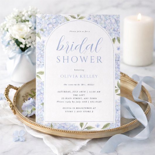 Invitation Blue Hydrangea Flower Arch Bridal Shower