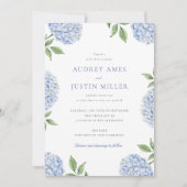 Invitation Blue Hydrangea Flower Classic Mariage (Devant)