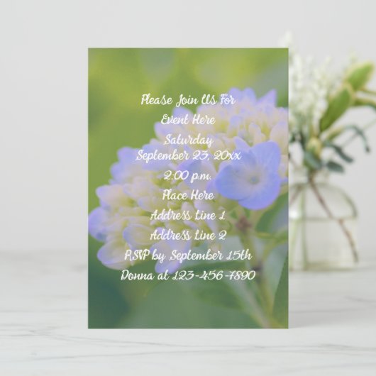 Invitation Blue Hydrangea Flower Party (Debout devant)
